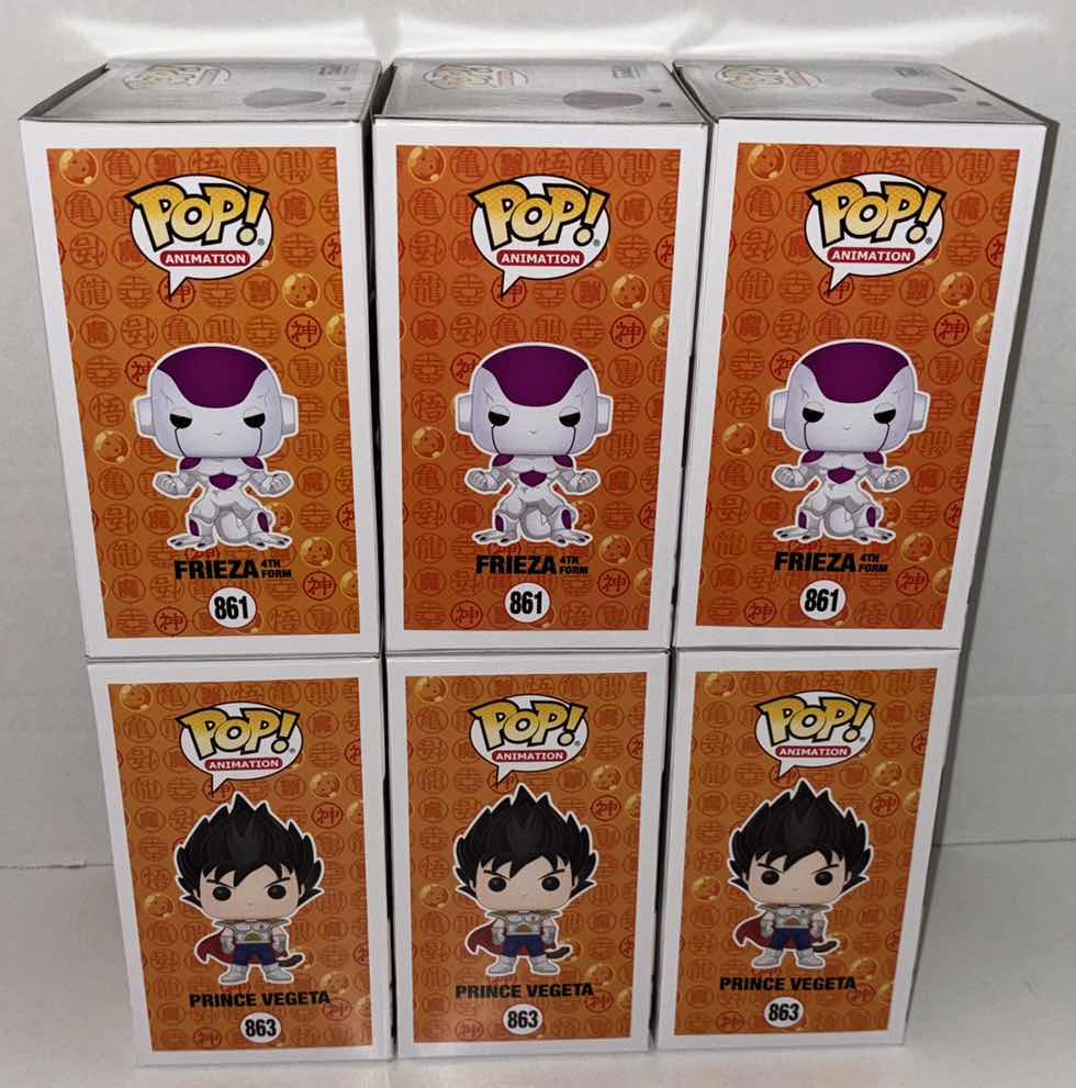 Photo 2 of NEW 6-PACK ASSORTED DRAGONBALL Z  ANIMATION FUNKO POP! VINYL FIGURES, #861 FRIEZA 4TH FORM (3) & #863 PRINCE VEGETA (3)