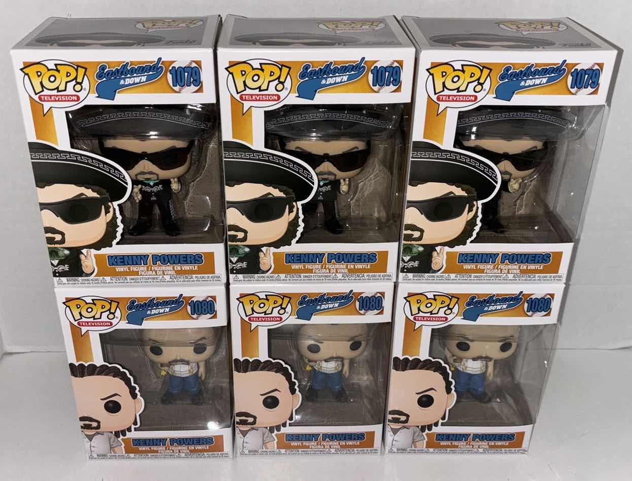 Photo 1 of NEW 6-PACK ASSORTED EASTBOUND & DOWN FUNKO POP! VINYL FIGURES, #1079 KENNY POWERS IN MARIACHI OUTFIT (3) & #1080 KENNY POWERS W/CORNROWS(3)