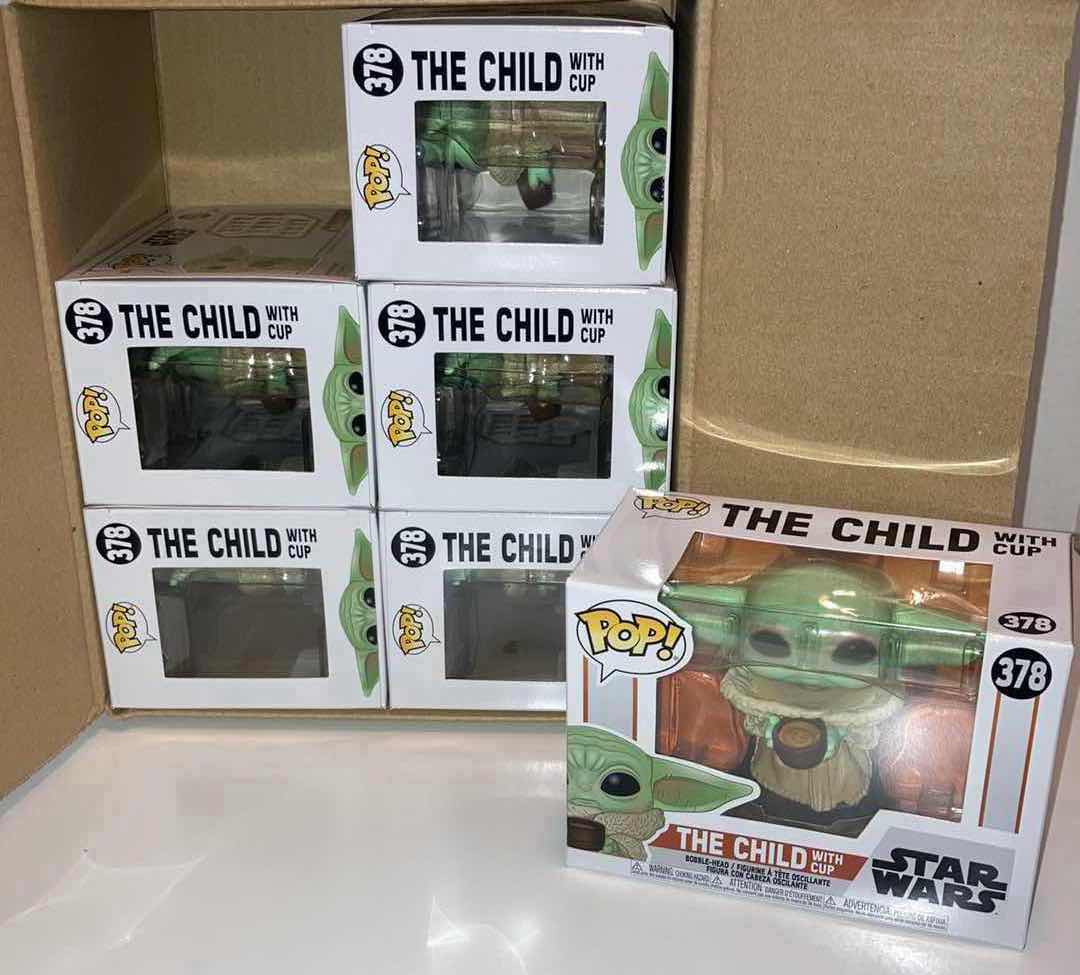 Photo 1 of NEW 6-PACK FUNKO POP! STAR WARS BOBBLE-HEAD FIGURE, #378 THE CHILD W CUP