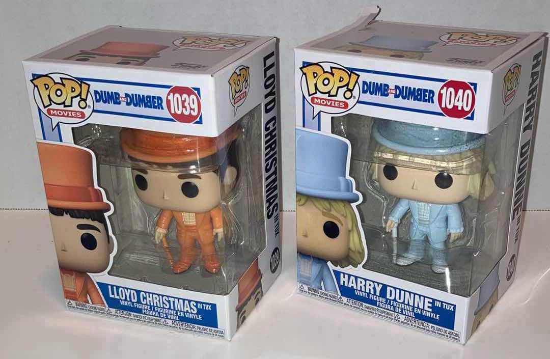 Photo 1 of NEW 2-PACK FUNKO POP! DUMB & DUMBER VINYL FIGURE, #1039 LLOYD CHRISTMAS IN TUX & #1040 HARRY DUNNE IN TUX