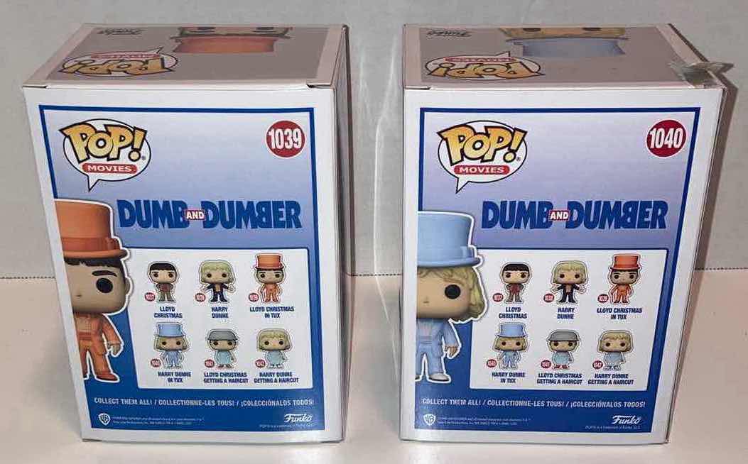 Photo 3 of NEW 2-PACK FUNKO POP! DUMB & DUMBER VINYL FIGURE, #1039 LLOYD CHRISTMAS IN TUX & #1040 HARRY DUNNE IN TUX