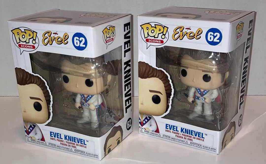 Photo 1 of NEW 2-PACK FUNKO POP! EVEL VINYL FIGURE, #62 EVEL KNIEVEL