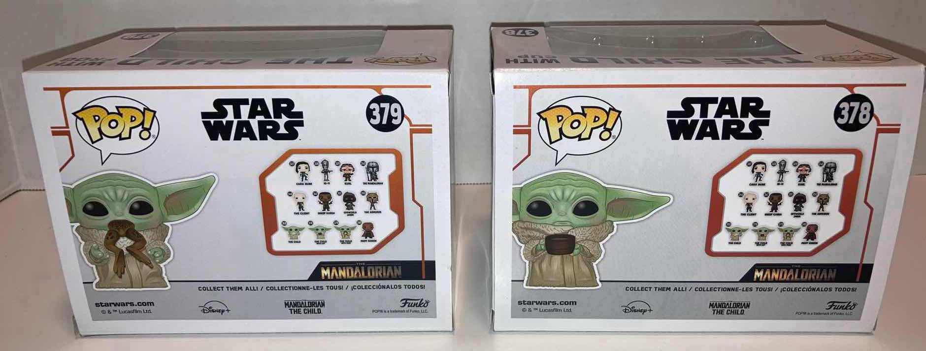 Photo 3 of NEW 2-PACK FUNKO POP! STAR WARS BOBBLE-HEAD FIGURE, #379 THE CHILD W FROG & #378 THE CHILD W CUP