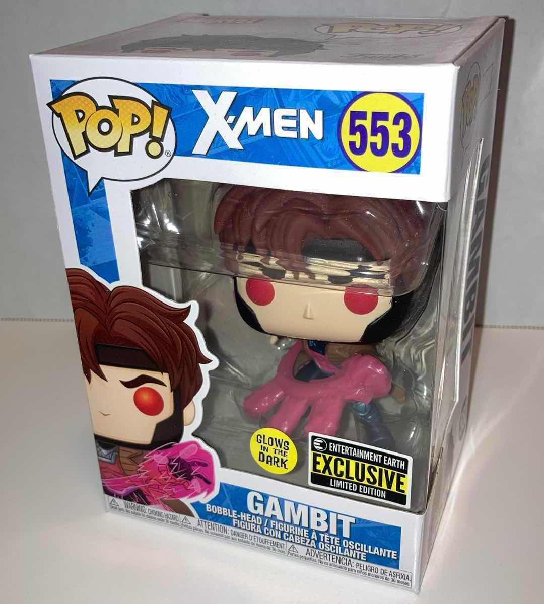 Photo 1 of NEW FUNKO POP! X-MEN BOBBLE-HEAD FIGURE, #553 GAMBIT (GLOW IN THE DARK)