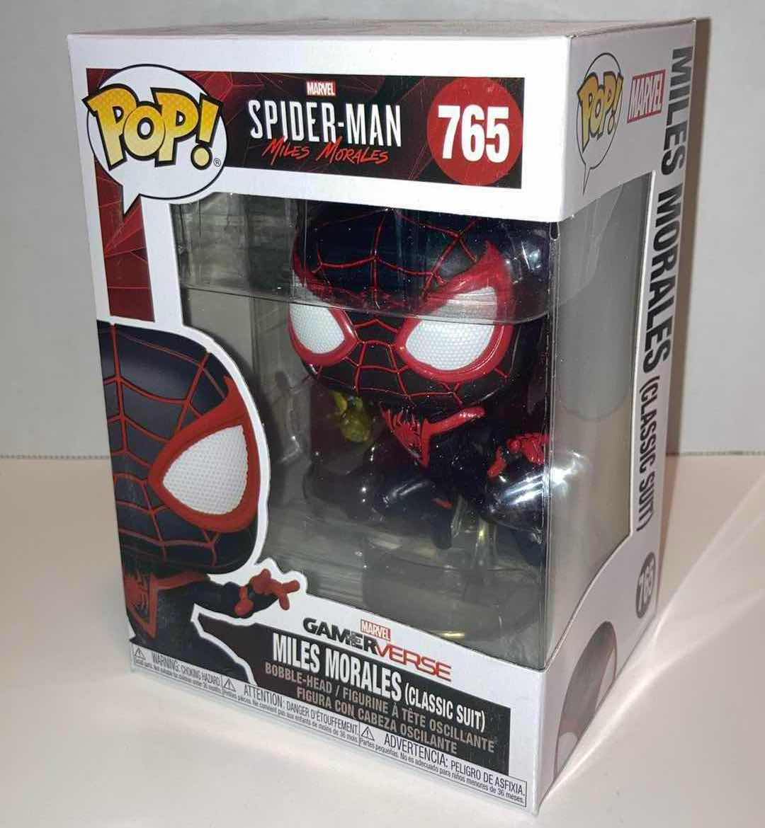 Photo 1 of NEW FUNKO POP! MARVEL BOBBLE-HEAD FIGURE, #765 MILES MORALES (CLASSIC SUIT)