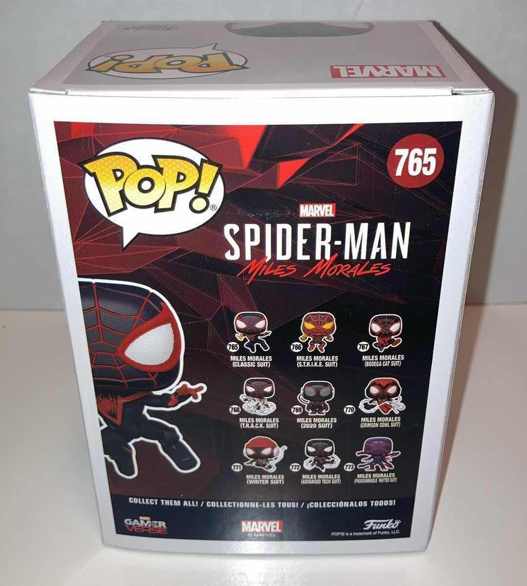 Photo 3 of NEW FUNKO POP! MARVEL BOBBLE-HEAD FIGURE, #765 MILES MORALES (CLASSIC SUIT)