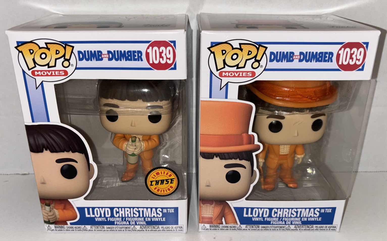 Photo 1 of NEW 2-PACK FUNKO POP! MOVIES DUMB & DUMBER VINYL FIGURE, #1039 LLOYD CHRISTMAS IN TUX (LIMITED CHASE EDITION) & #1039 LLOYD CHRISTMAS IN TUX W/TOP HAT