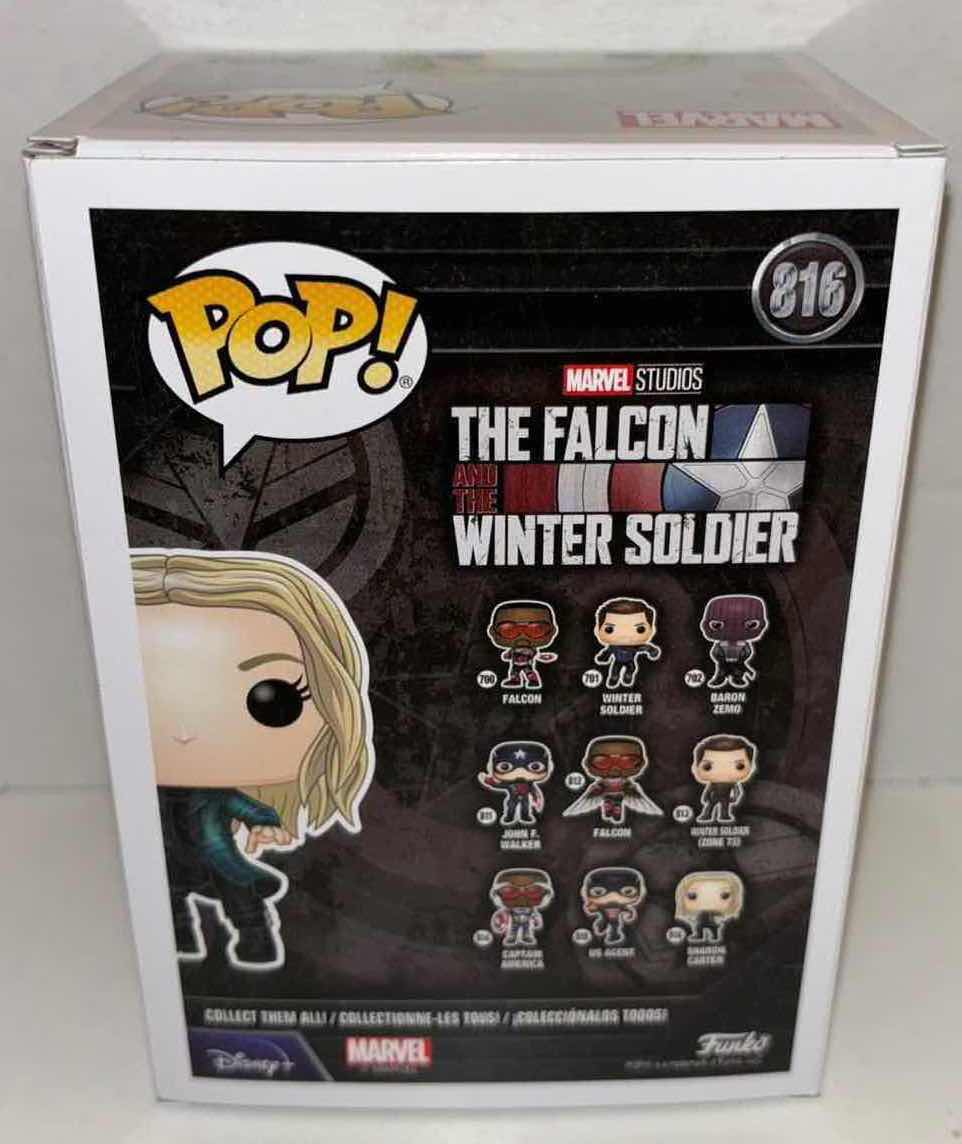 Photo 3 of NEW FUNKO POP! MARVEL STUDIOS BOBBLE-HEAD FIGURE, THE FALCON AND THE WINTER SOLDIER #816 SHARON CARTER