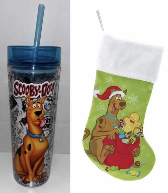 Photo 1 of $NEW 2PC BUNDLE SCOOBY-DOO 16 OZ TUMBLER CUP W/STRAW & KURT S. ADLER SCOOBY-DOO 19” STOCKING W/ WHITE PLUSH CUFF