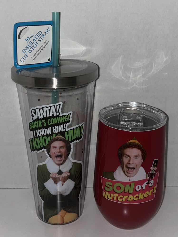 Photo 1 of NEW 2-PACK SPOONIQUES “ELF” THEMED 20 OZ INSULATED CUP & 14 OZ STAINLESS STEEL TUMBLER