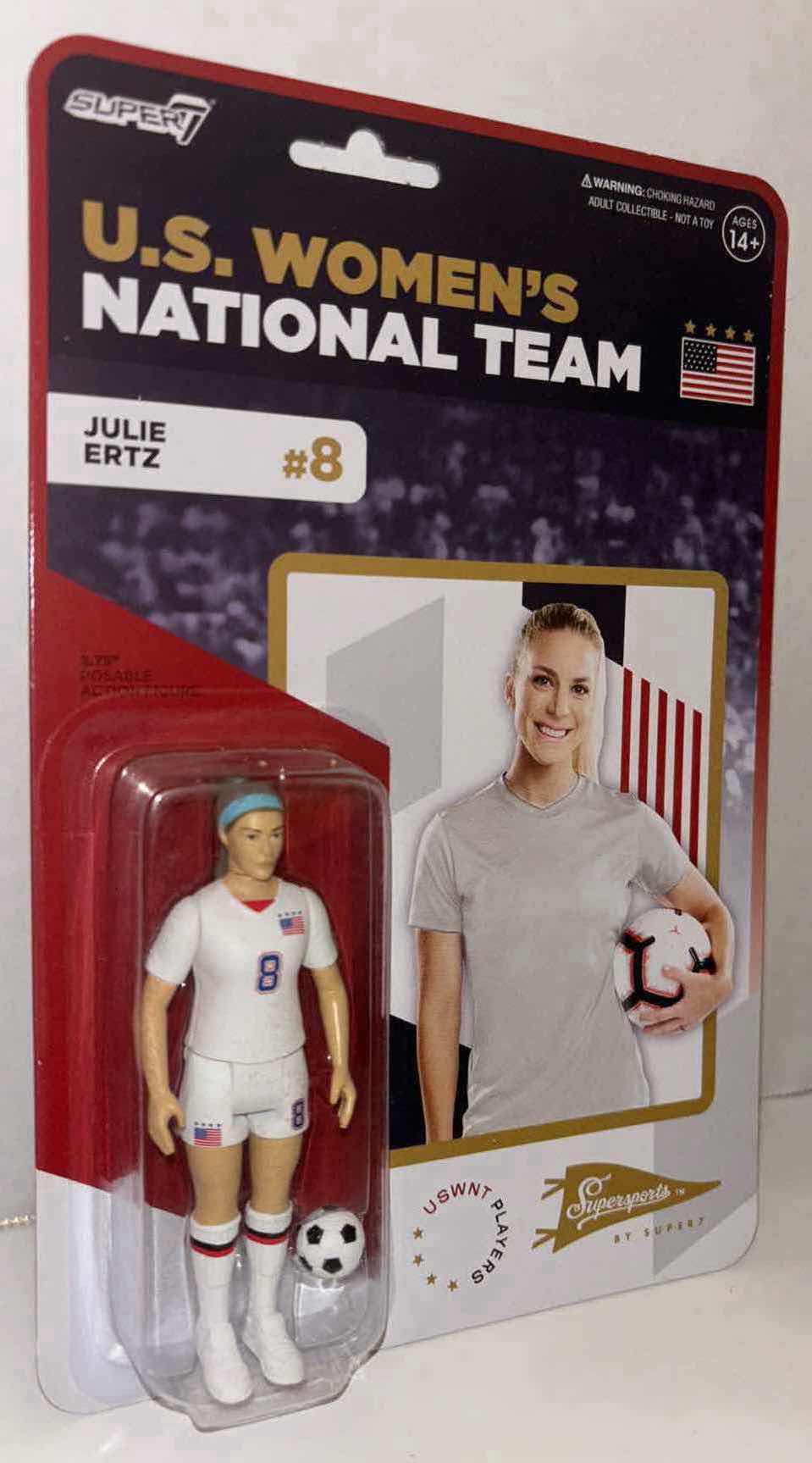 Photo 2 of NEW 3-PACK SUPER7 SUPERSPORTS U.S. WOMEN’S NATIONAL TEAM ACTION FIGURES, “#8 JULIE ERTZ”, “#15 MEGAN RAPINOE” & “#19 CRYSTAL DUNN”