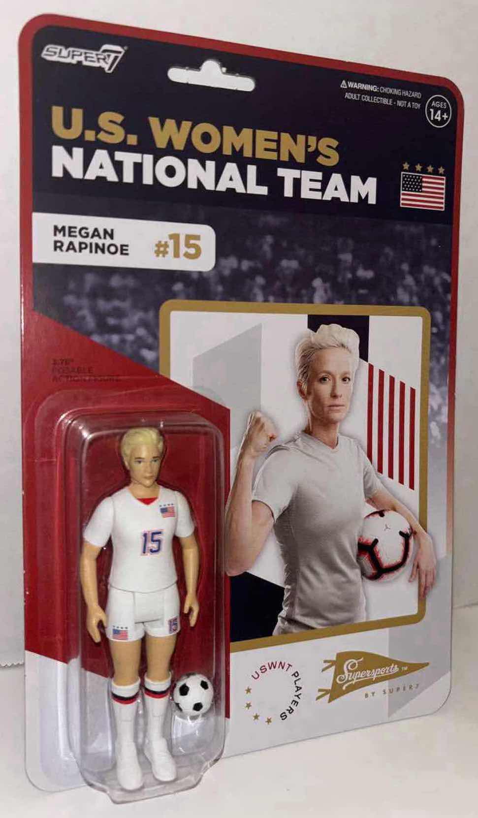 Photo 3 of NEW 3-PACK SUPER7 SUPERSPORTS U.S. WOMEN’S NATIONAL TEAM ACTION FIGURES, “#8 JULIE ERTZ”, “#15 MEGAN RAPINOE” & “#19 CRYSTAL DUNN”