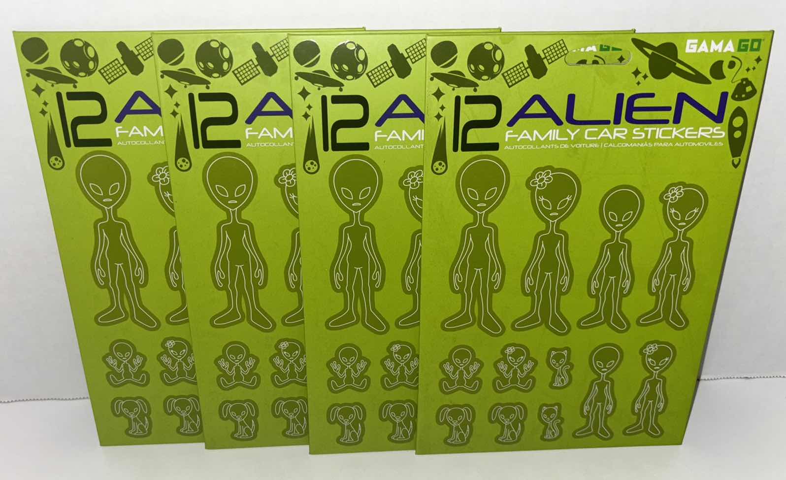 Photo 1 of NEW 4-PACK GAMA GO ALIEN FAMILY CAR STICKERS (12 STICKERS PER PACK)