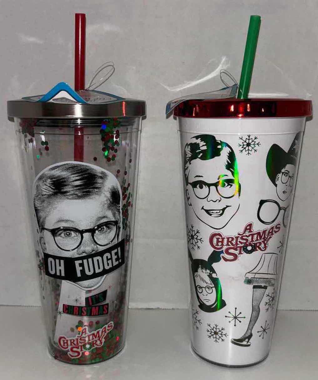 Photo 1 of NEW 2-PACK SPOONTIQUES
"OH FUDGE" & “A CHRISTMAS STORY” THEMED 20 OZ INSULATED CUPS