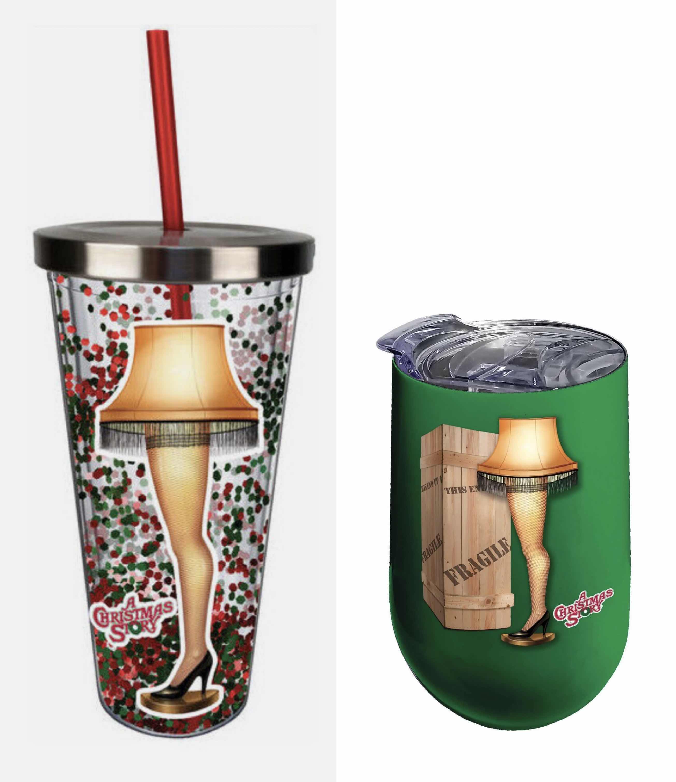 Photo 1 of NEW 8-PACK BUNDLE SPOONTIQUES CHRISTMAS THEMED 20 OZ INSULATED CUPS (4) & A CHRISTMAS STORY “LEG LAMP” 5.75” TUMBLER CUP (4)