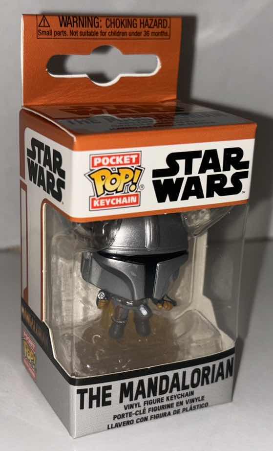 Photo 2 of NEW 12-PACK FUNKO POP!
STAR WARS MANDALORIAN POCKET POP VINYL FIGURE KEYCHAIN, "MANDO W/BLASTER”