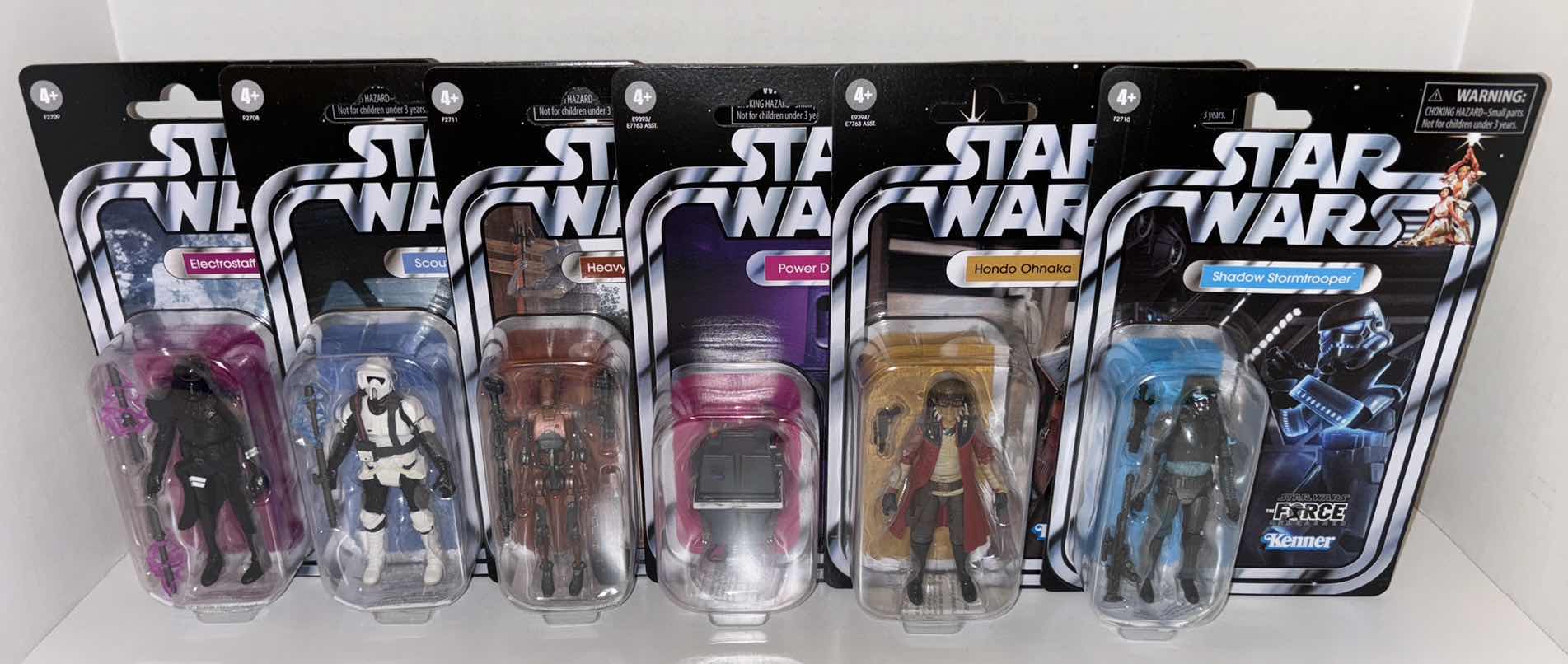 Photo 1 of NEW ASSORTED 6-PACK HASBRO STAR WARS THE VINTAGE COLLECTION ACTION FIGURE & ACCESSORIES, “ELECTROSTAFF PURGE TROOPER, SCOUT TROOPER, HEAVY BATTLE DROID, POWER DROID, HONDO OHNAKA, SHADOW STORMTROOPER”