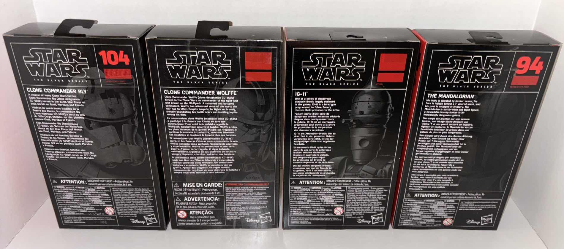 Photo 6 of NEW ASSORTED 4-PACK HASBRO STAR WARS THE BLACK SERIES ACTION FIGURE & ACCESSORIES, "CLONE COMMANDER BLY, CLONE COMMANDER WOLFFE, IG-11, & THE MANDALORIAN”