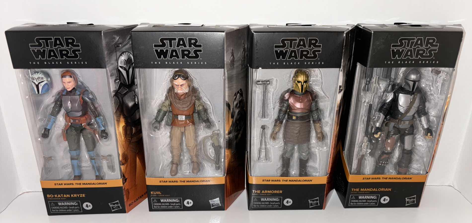 Photo 1 of NEW ASSORTED 4-PACK HASBRO STAR WARS THE BLACK SERIES THE MANDALORIAN ACTION FIGURE & ACCESSORIES, "BO-KATAN KRYZE, KUIIL, THE ARMORER, THE MANDALORIAN"