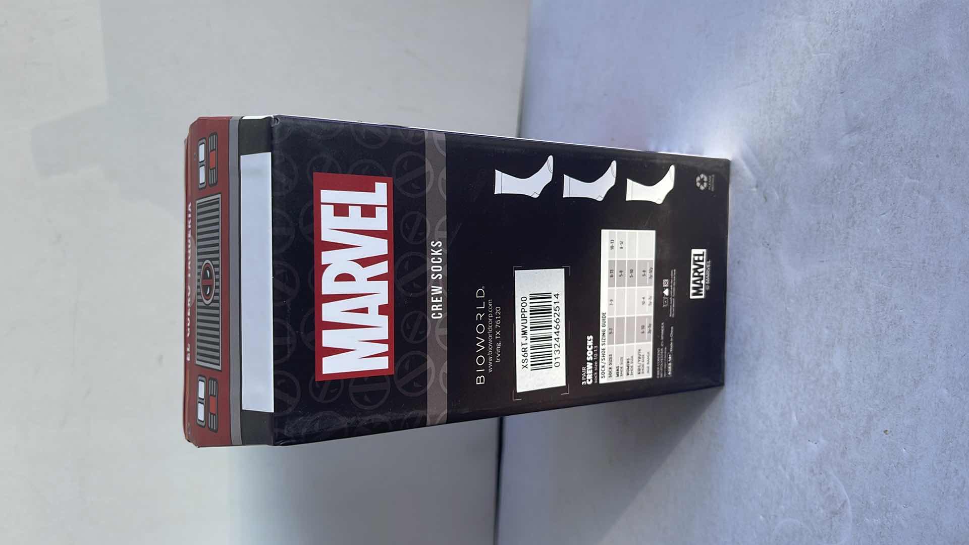 Photo 2 of NIB MARVEL DEADPOOL CREW SOCKS SIZE 10-13 MSRP $27.99