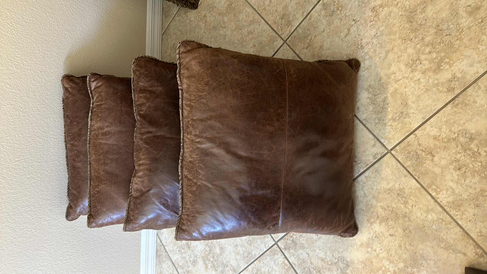 Photo 2 of ACCENT PILLOWS LEATHER AND FABRIC FOUR PCS AND TWO FABRIC PILLOWS