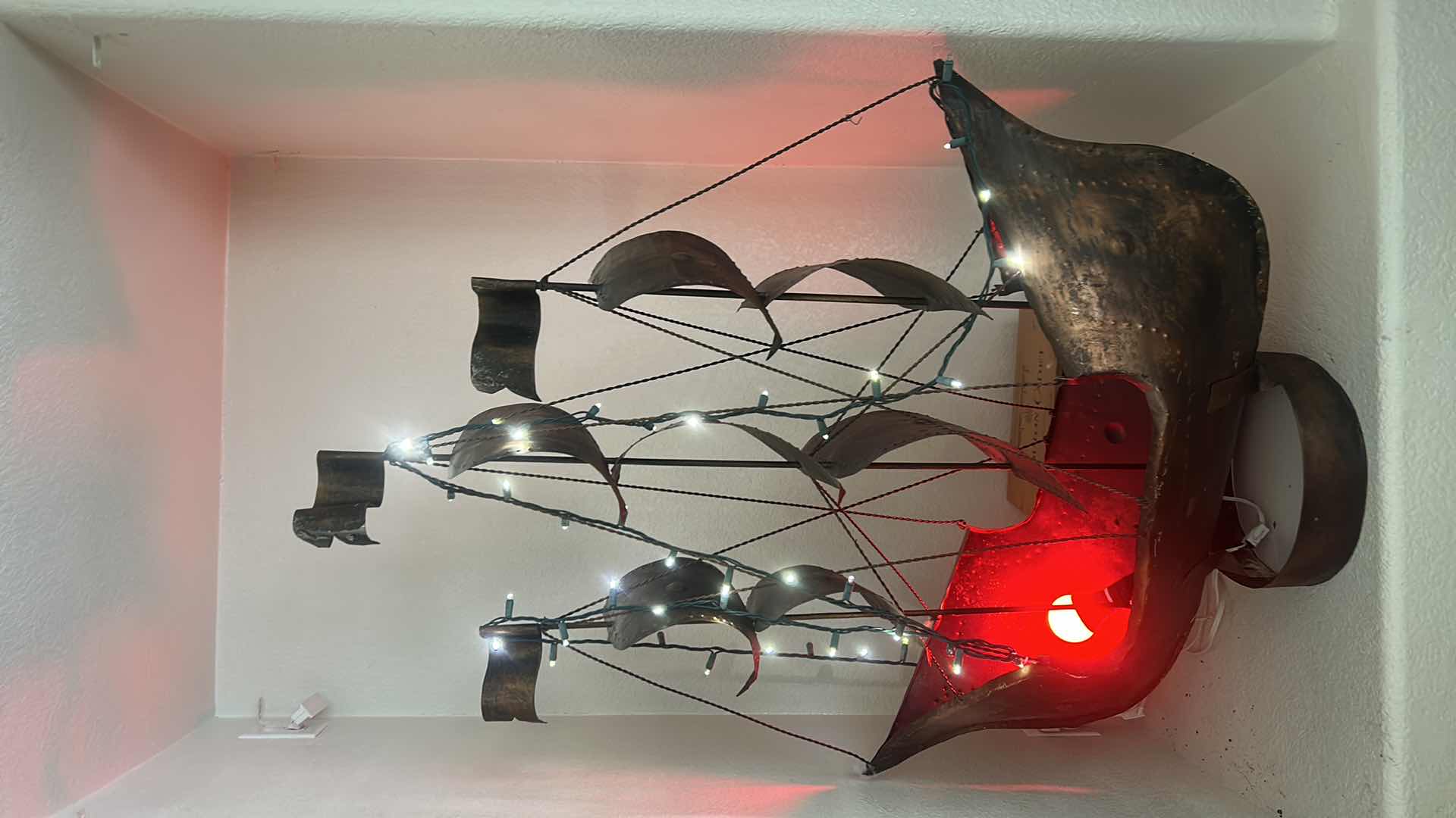 Photo 3 of LARGE TIN CLIPPER SHIP SCULPTURE WITH REMOVABLE LIGHTS 3‘ x 46”