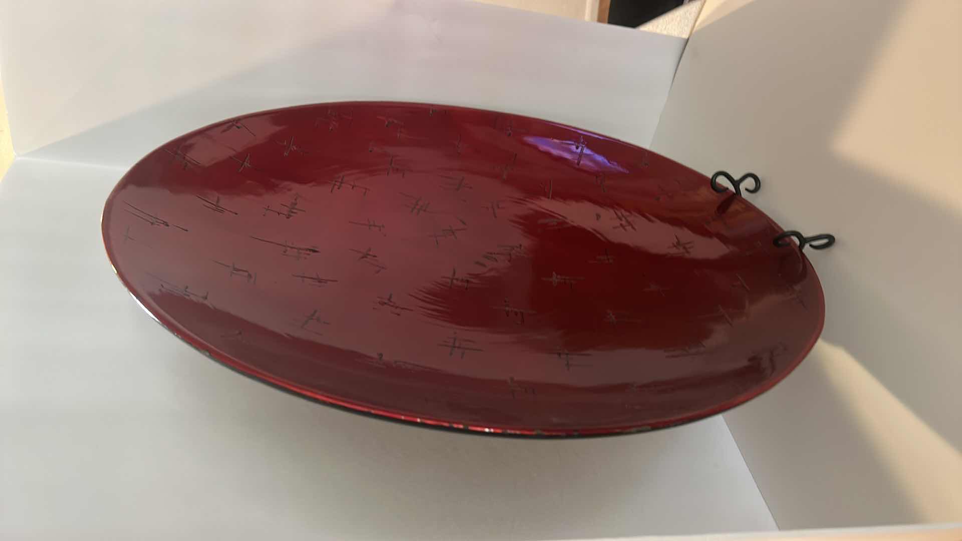 Photo 4 of HOME DECOR - Z GALLERIE LARGE RED PLATE ON STAND 26”