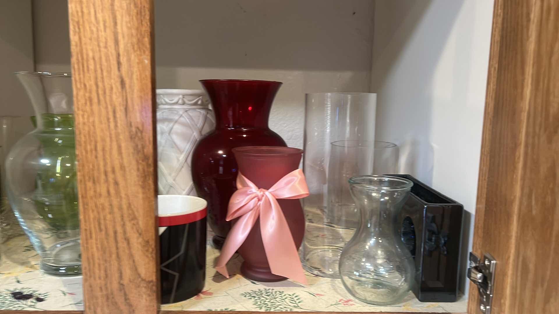 Photo 3 of CONTENTS OF CABINET IN KITCHEN- VASES