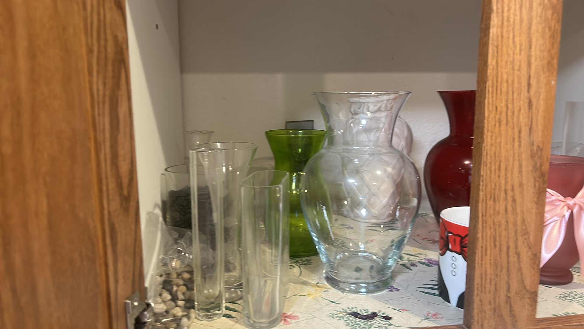 Photo 2 of CONTENTS OF CABINET IN KITCHEN- VASES