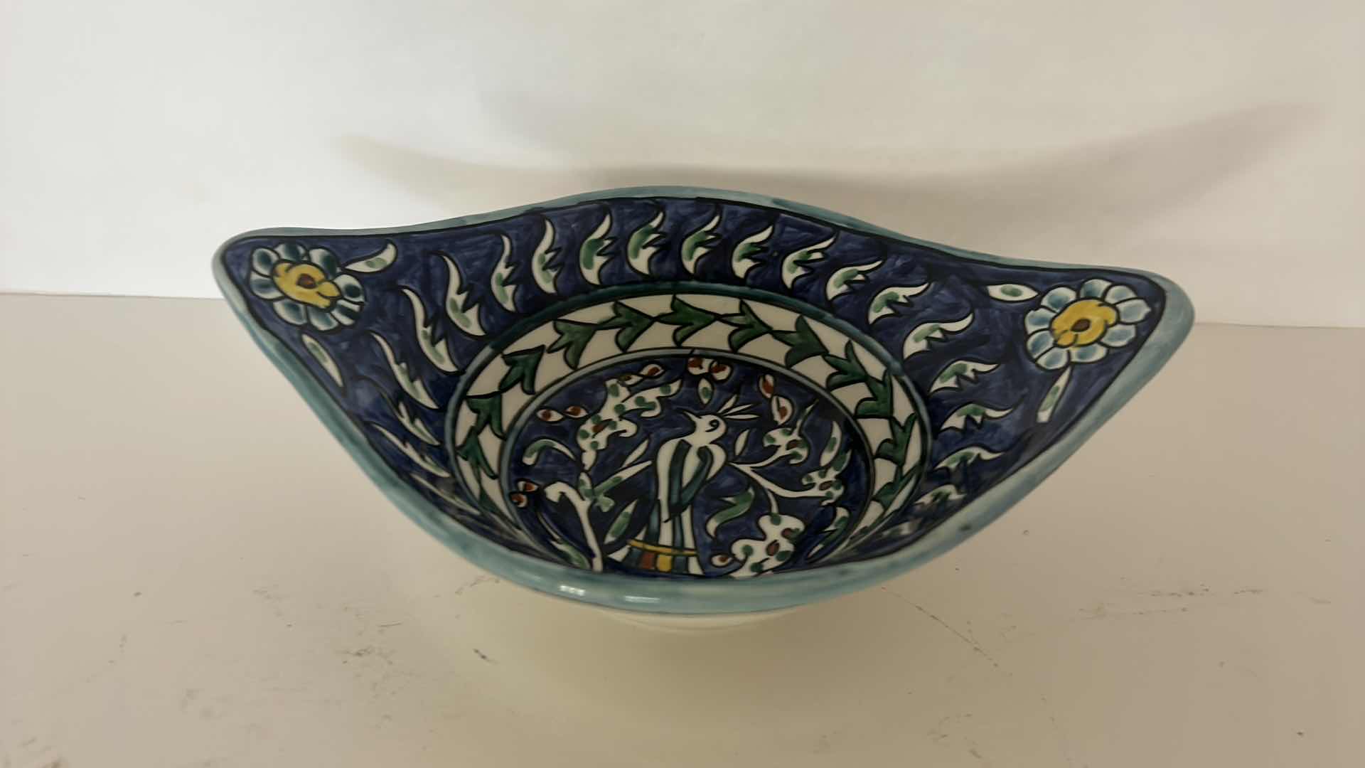 Photo 1 of HAND PAINTED CERAMIC BOWL FROM JERUSALEM 
9” x 3”