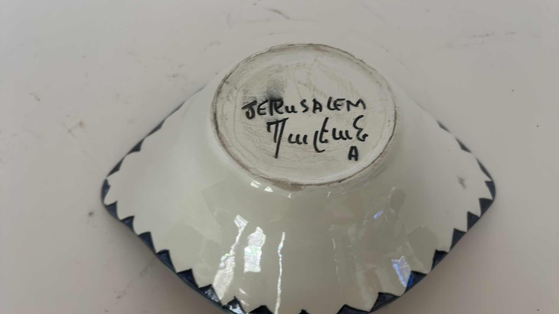 Photo 4 of HAND PAINTED CERAMIC BOWL FROM JERUSALEM 
9” x 3”