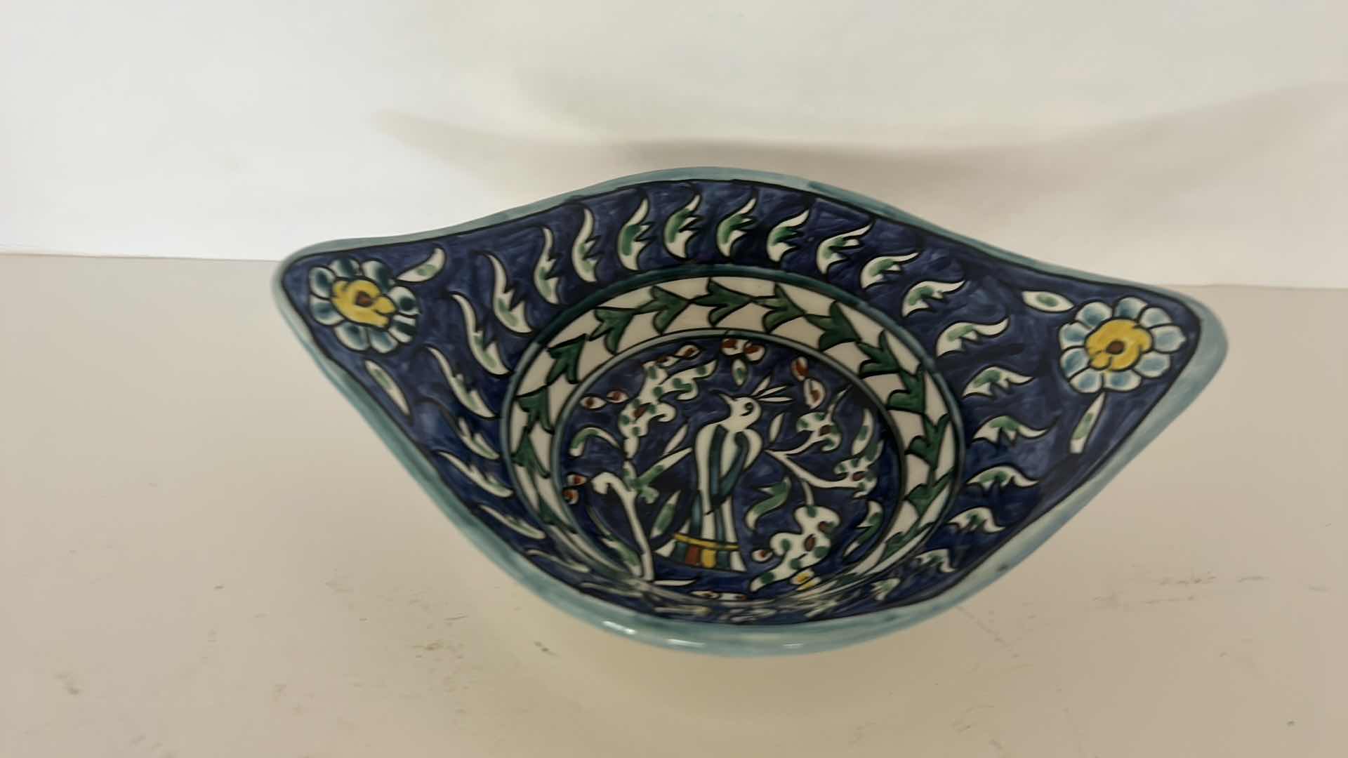 Photo 3 of HAND PAINTED CERAMIC BOWL FROM JERUSALEM 
9” x 3”