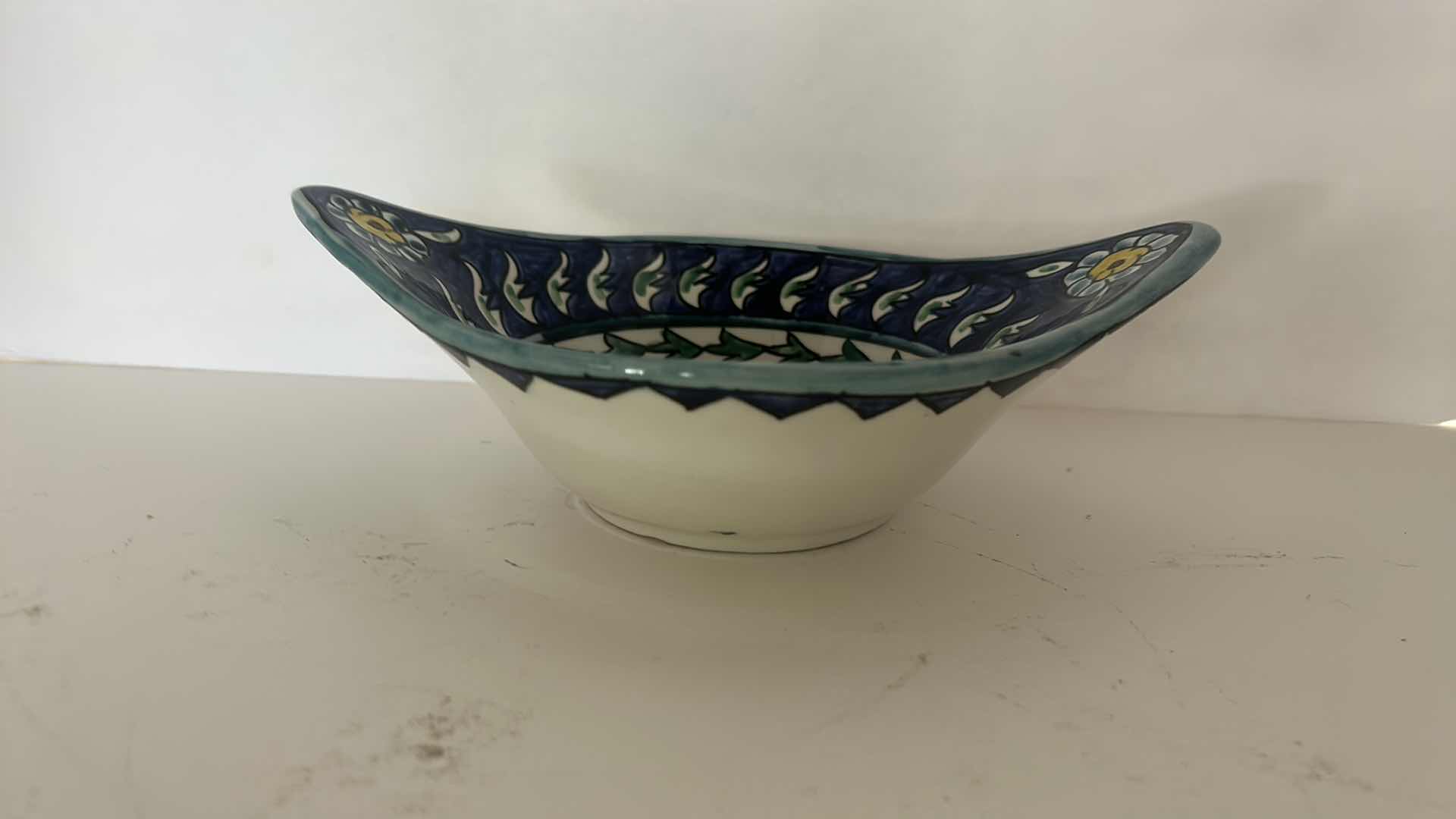 Photo 2 of HAND PAINTED CERAMIC BOWL FROM JERUSALEM 
9” x 3”