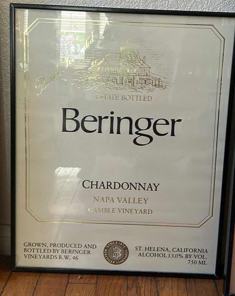 Photo 4 of FRAMED "BERINGER BARREL LABEL" CHARDONNAY NAPA VALLEY ARTWORK 16” x 20 1/2”