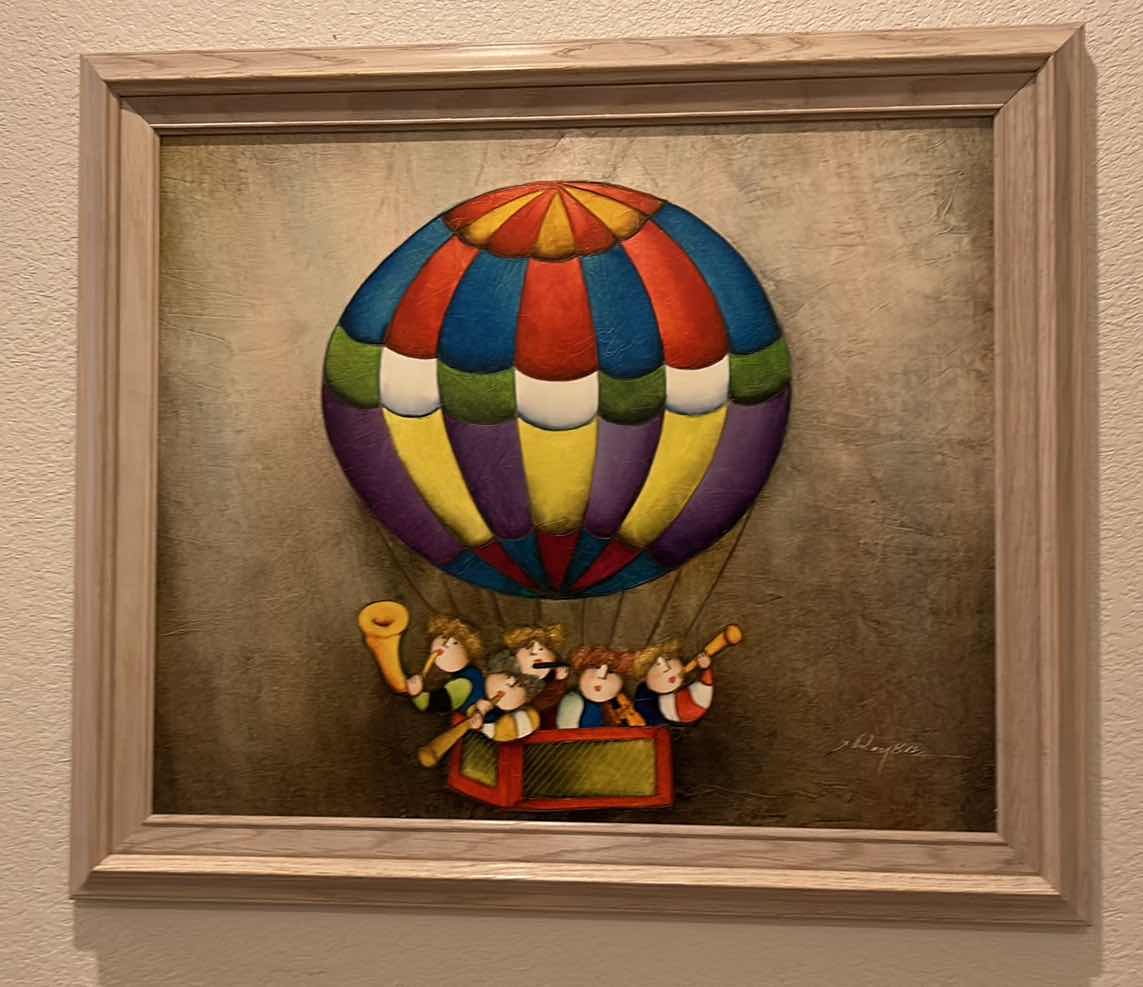 Photo 1 of FRAMED "CHILDREN IN HOT AIR BALLOON" ARTWORK 29” x 24 1/2”