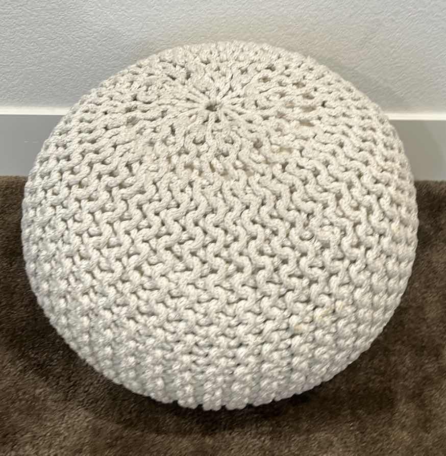 Photo 1 of IVORY WITH SILVER THREAD 
POUF SEAT 21” x 13”