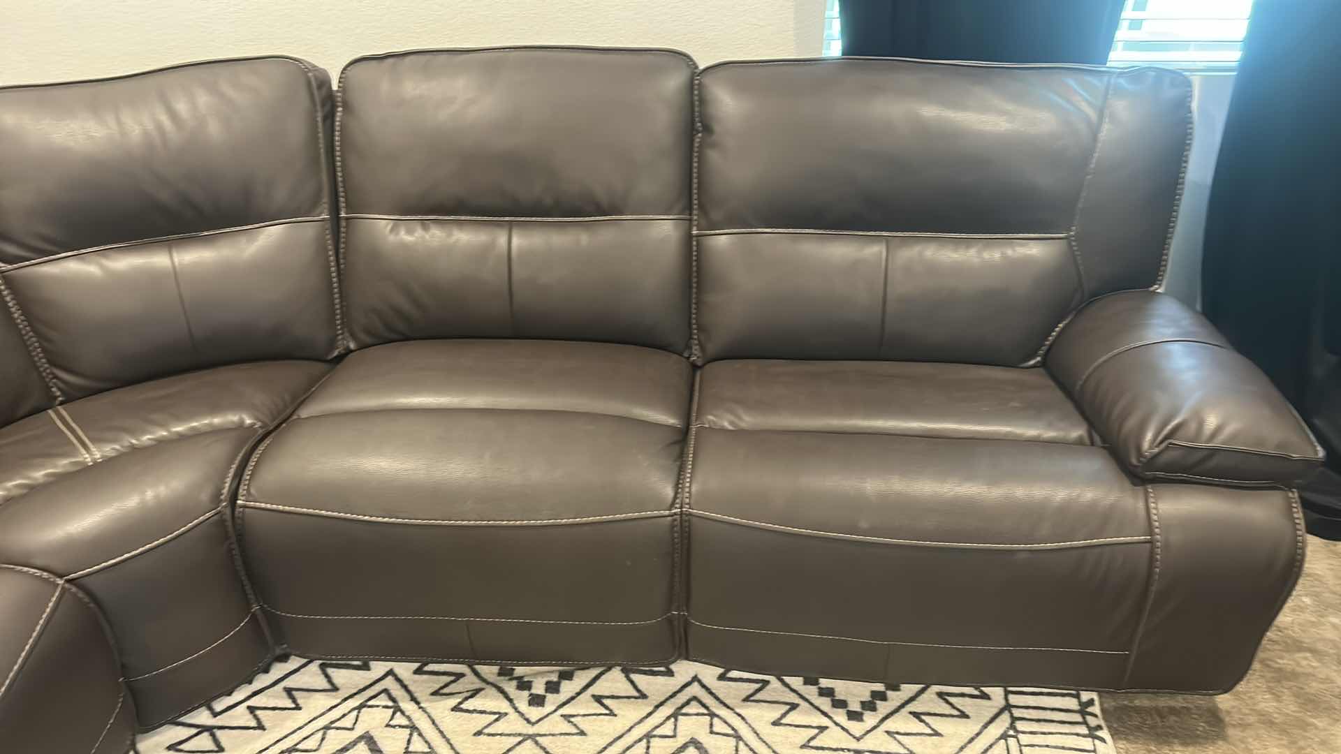 Photo 7 of 6 PC CURVED BLACK SECTIONAL WITH ELECTRICAL RECLINERS 10’ x 10’ , PARKER HOUSE MFG DATE 2023 (PILLOWS SOLD SEPARATELY)