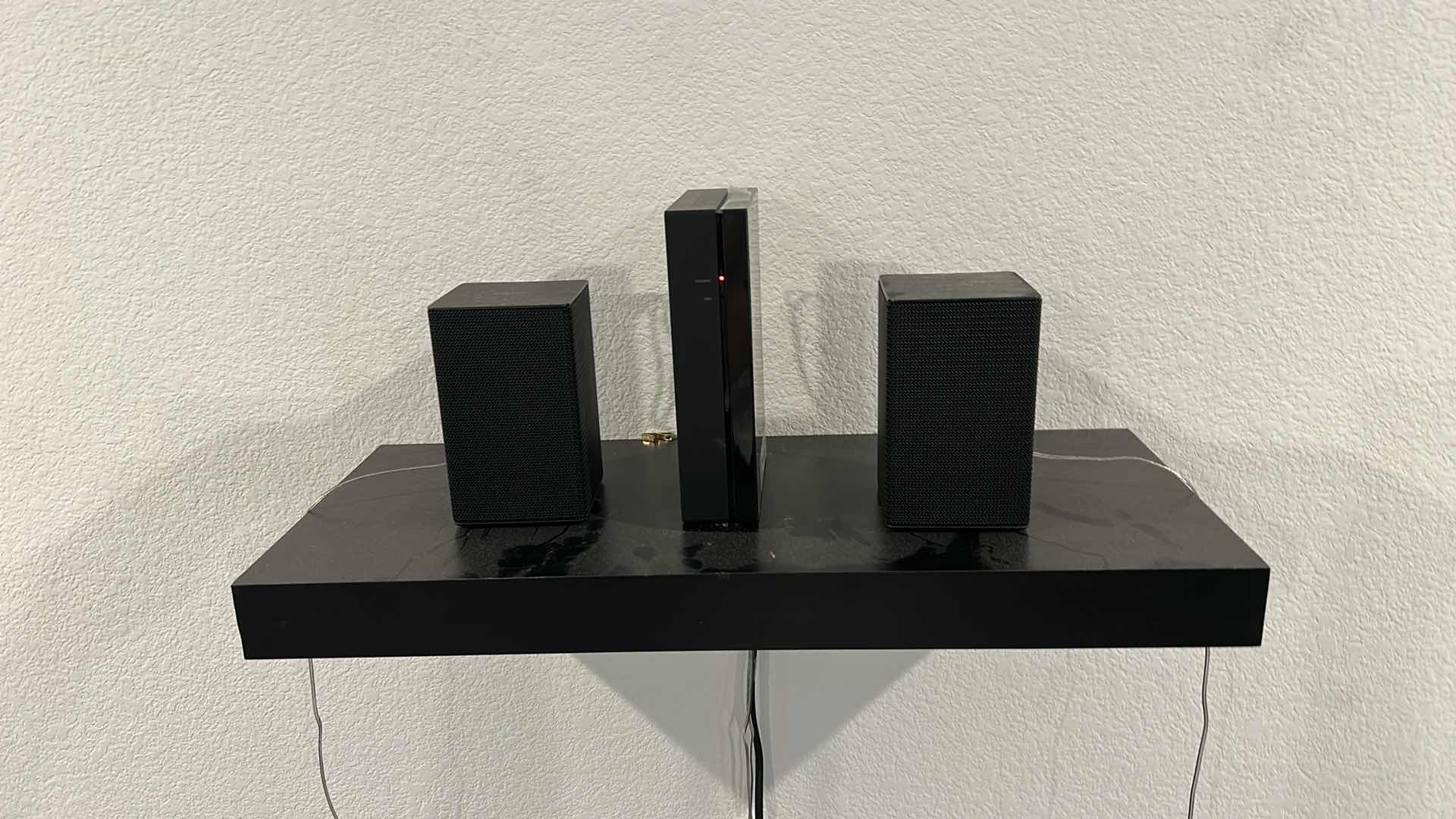 Photo 5 of BLACK FLOATING SHELF AND SURROUND SOUND 3 SPEAKERS (2 WALL MOUNTED AND 1 FLOOR)