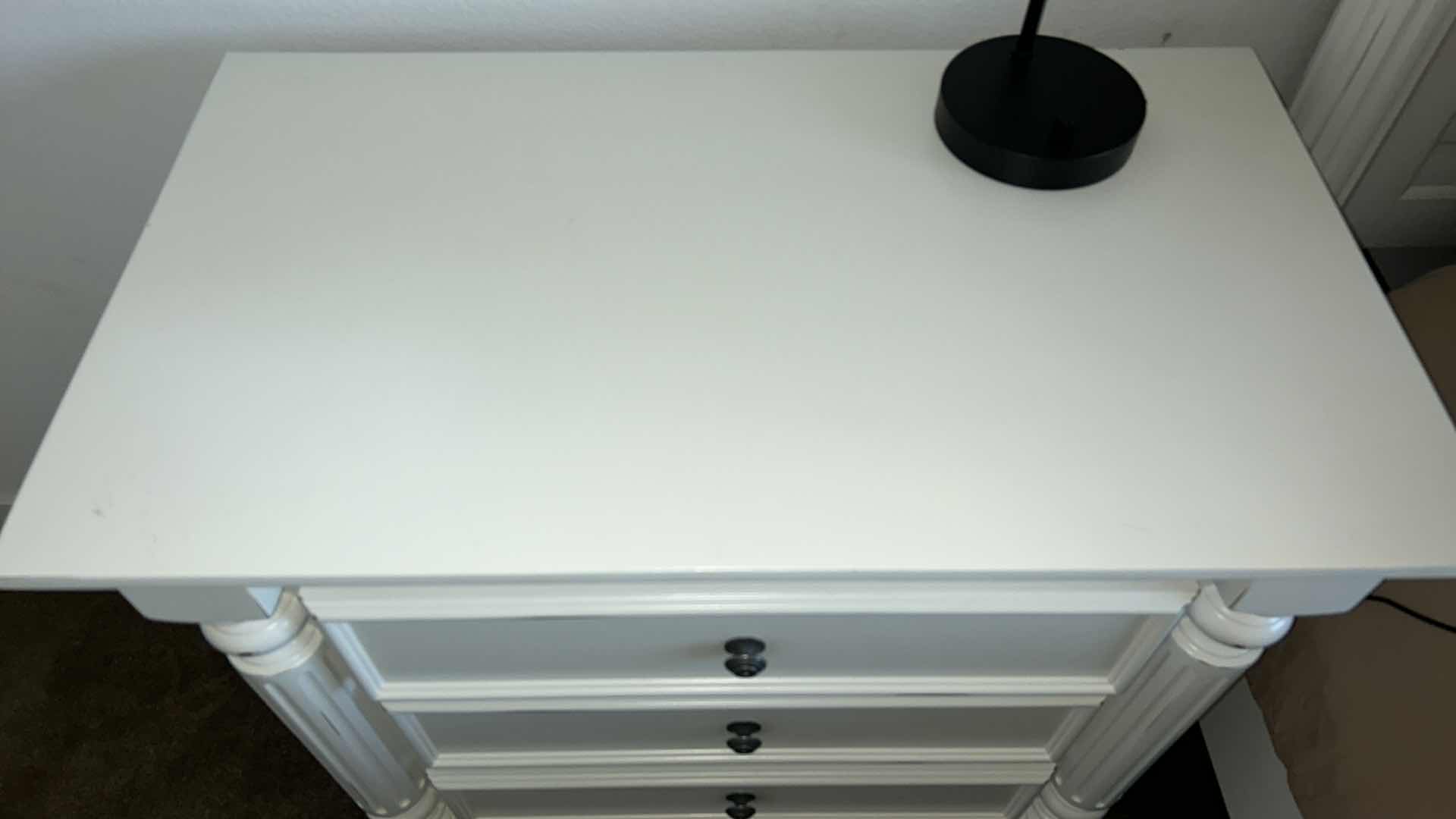 Photo 4 of DISTRESSED WHITE NEW CLASSIC HOME FURNISHING,INC 3 DRAWER NIGHTSTAND (LAMP SOLD SEPARATELY) 33” x 19” x 32 1/2”