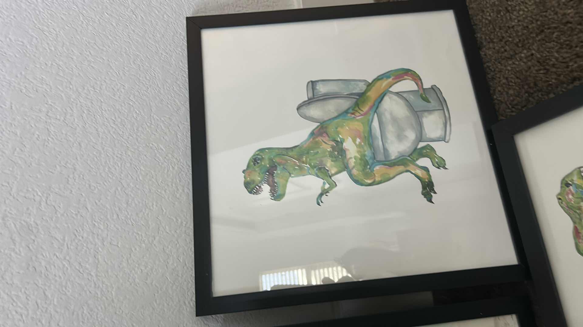 Photo 3 of FRAMED “DINASOUR “ ARTWORK (LARGEST IS 15” x 12”