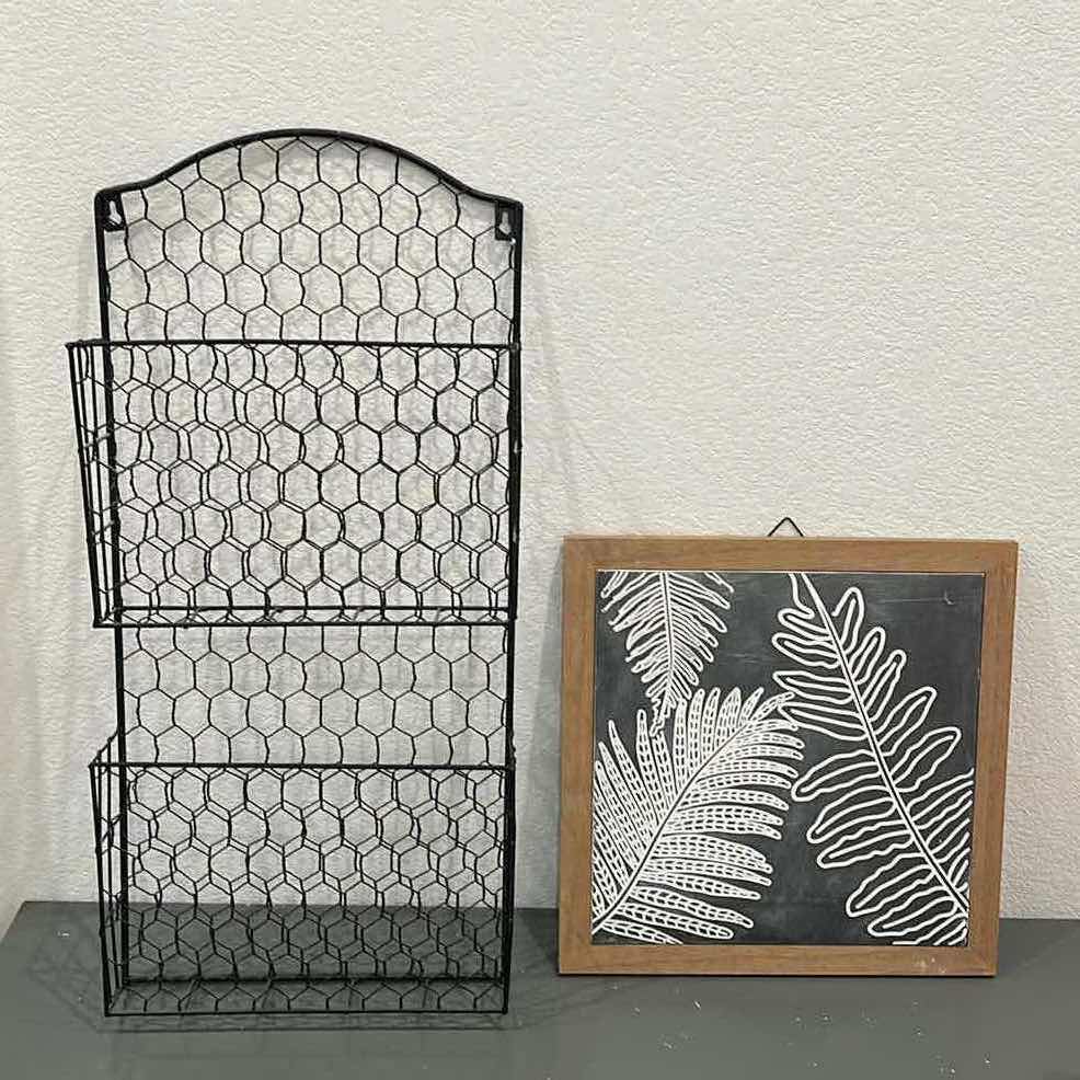 Photo 1 of HOME DECOR-27” HANGING WIRE MAIL BASKET. 14”x 14” LEAF HANGING ART.