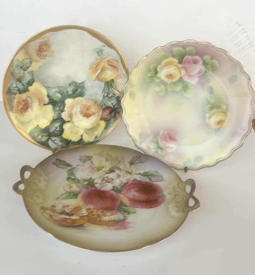 Photo 9 of 3 HAND PAINTED PORCELAIN PLATES 9” & 10”