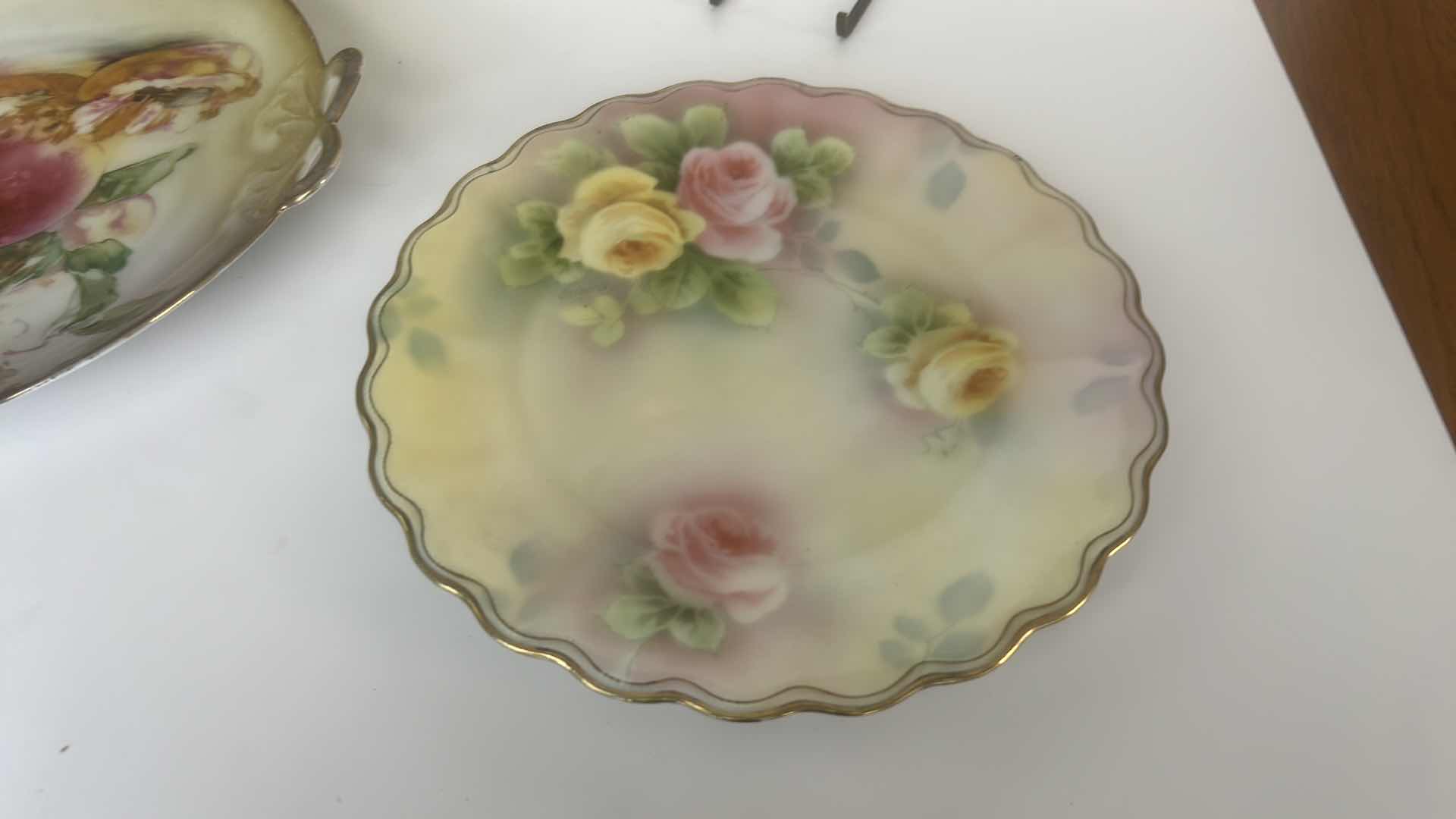 Photo 4 of 3 HAND PAINTED PORCELAIN PLATES 9” & 10”