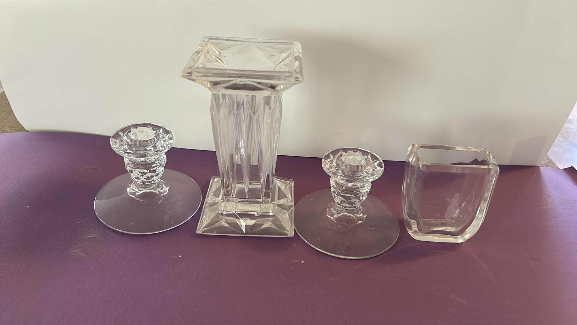 Photo 2 of CRYSTAL CANDLR HOLDERS AND VASE