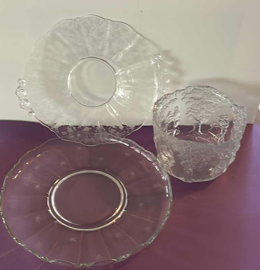 Photo 1 of 2 CRYSTAL PLATTERS AND 1 ICE BUCKET