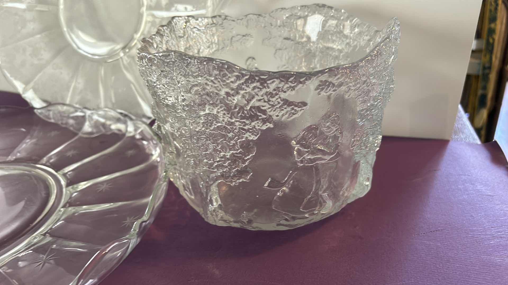 Photo 2 of 2 CRYSTAL PLATTERS AND 1 ICE BUCKET