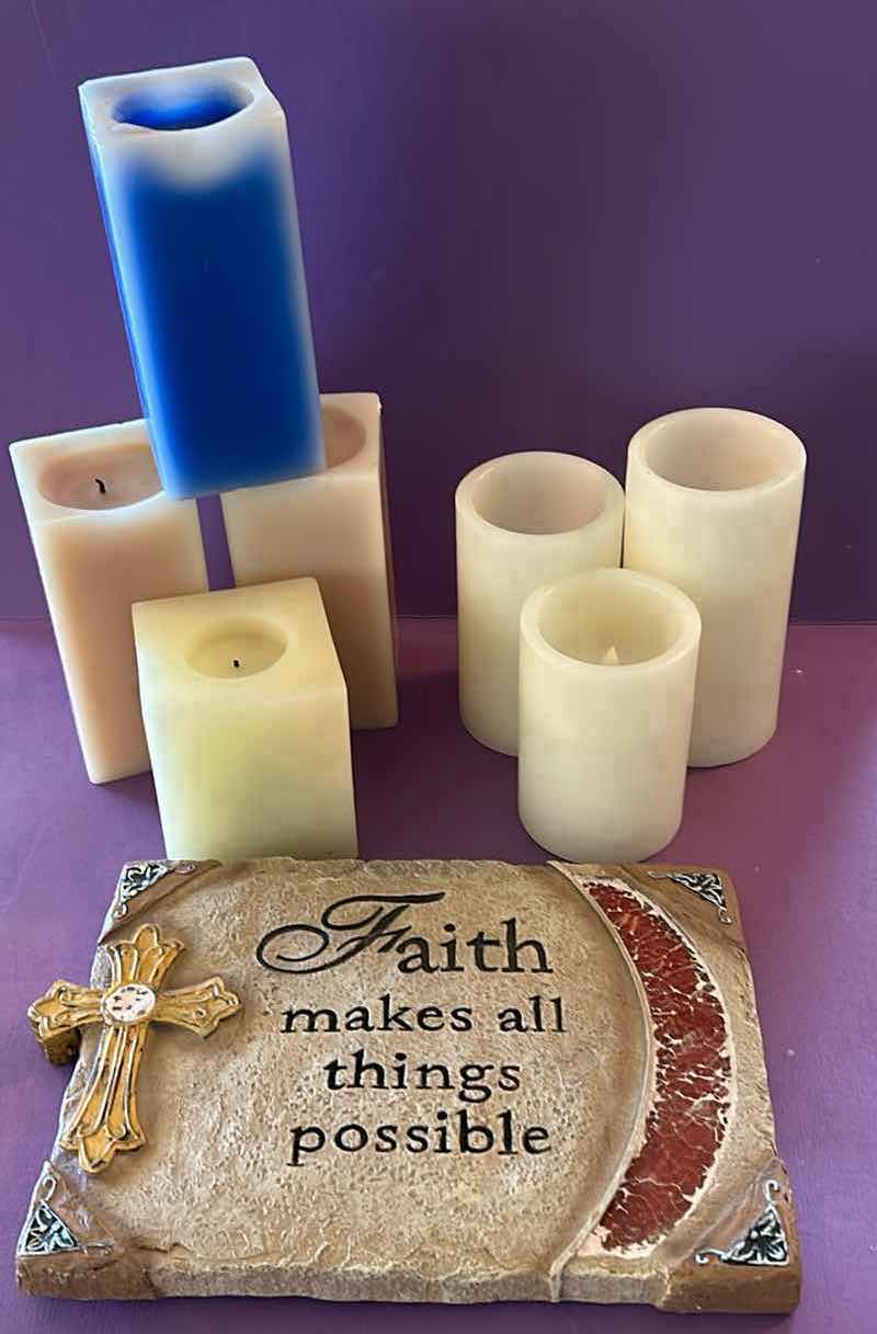 Photo 1 of 7 CANDLES AND FAITH PLAQUE