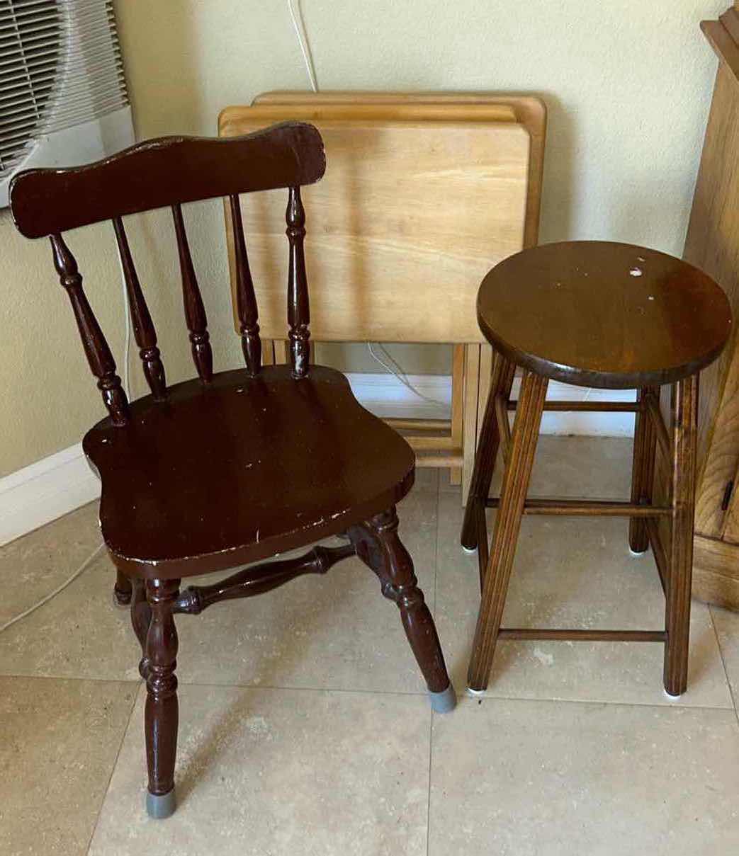 Photo 1 of CHAIR, STOOL AND TV TRAYS