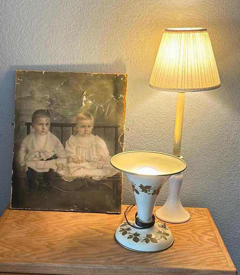 Photo 1 of 2 VINTAGE LAMPS  AND BABY PHOTO ON CANVAS