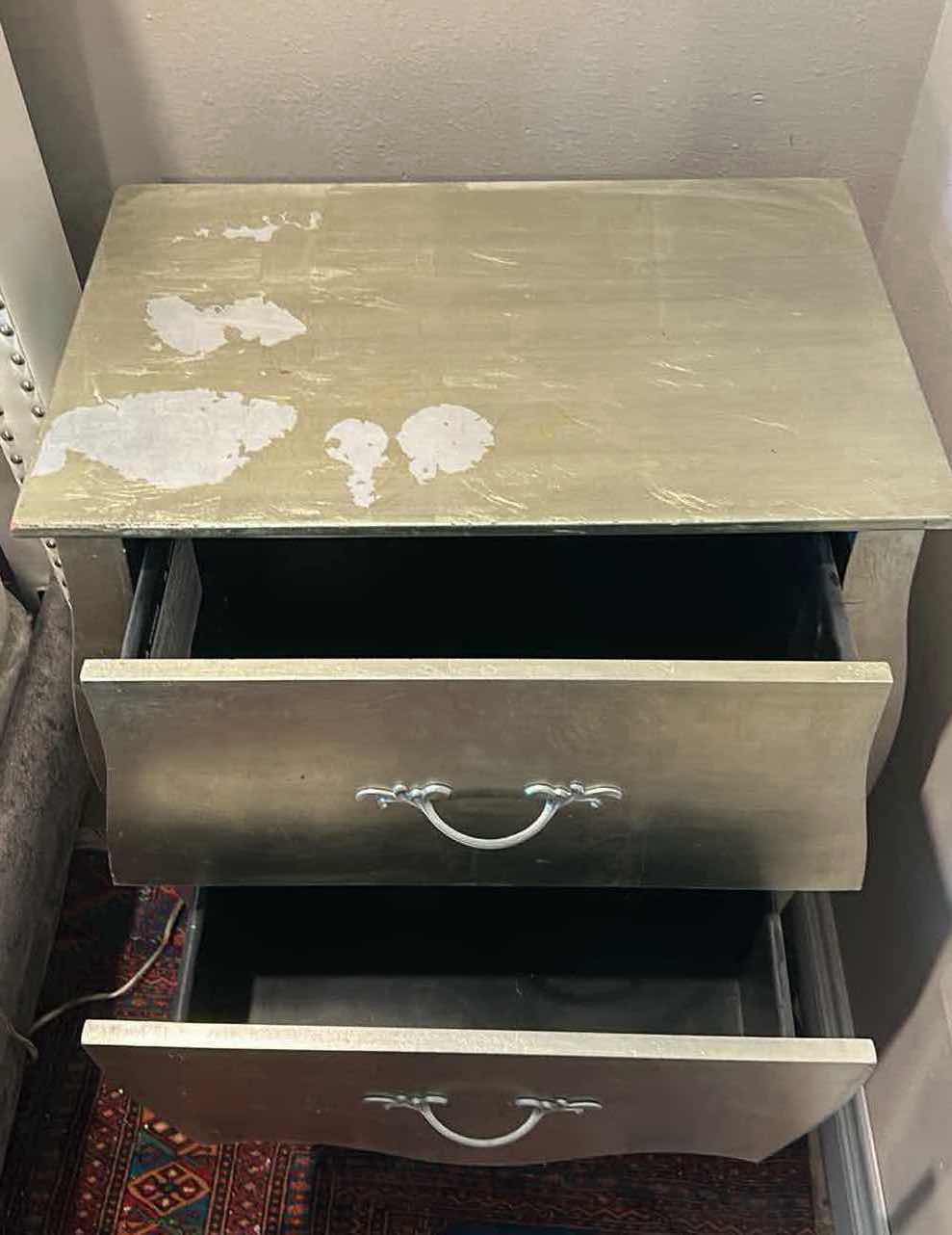 Photo 3 of GOLD LEAF 2 DRAWER NIGHT STAND 24“ x 16“ x H 31 1/2”